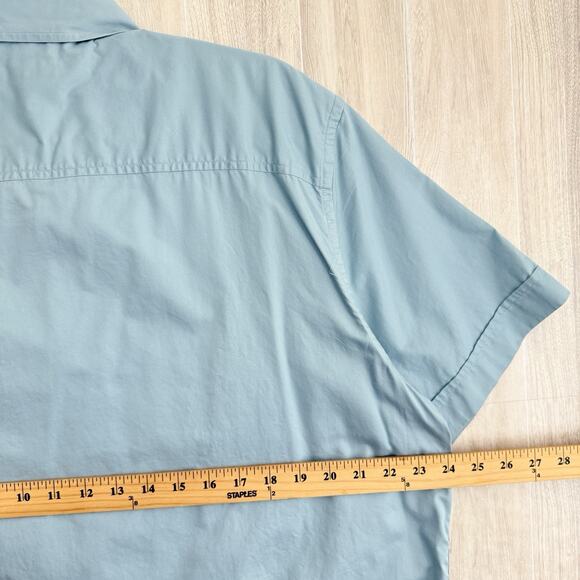 Banana Republic Shirt Men Large Blue Cotton Flap Pockets Short Sleeve Preppy - Picture 11 of 11